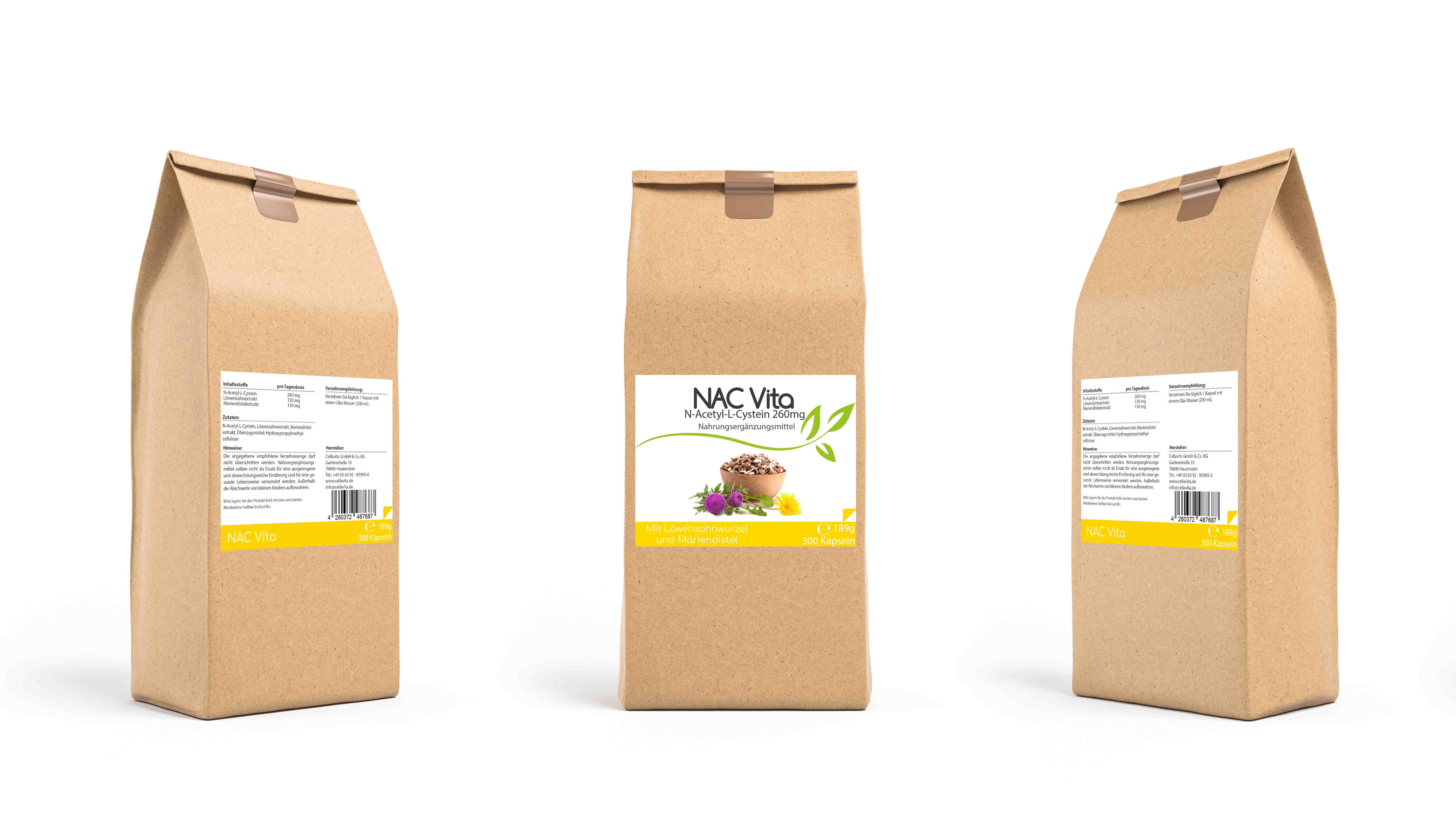 NAC Vita - 260 mg - N-Acetyl-L-Cystein aus natürlicher Fermentation - Kapseln